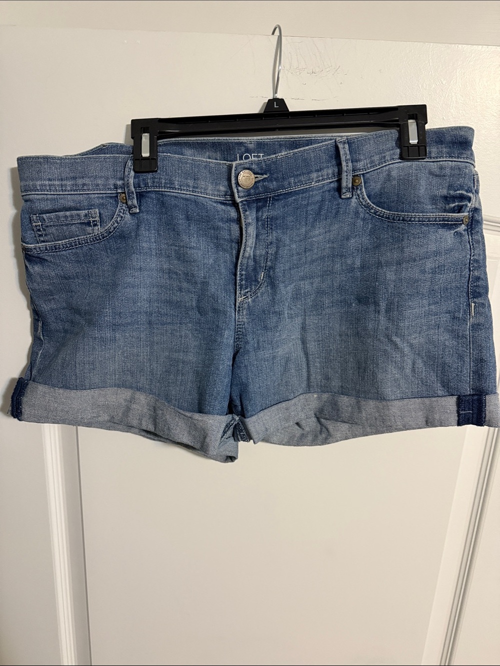 LOFT Light Blue Rolled Hem Denim Shorts